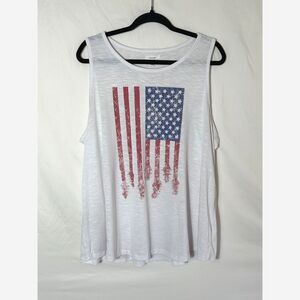 Maurices Plus Size XXL Muscle Tee Graphic American Flag Guitar Neck Print USA